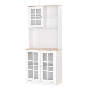 Armoire de cuisine 3 portes vitrine verre 2 niches blanc ch…