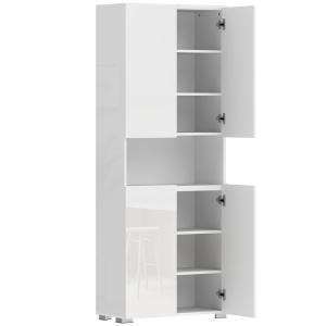 Armoire de cuisine 4 portes et étagères réglables MDF blanc…