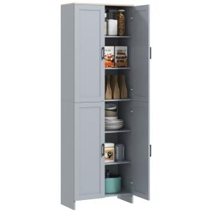 Armoire de cuisine 4 portes étagères réglables gris