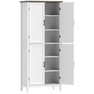 Armoire de cuisine 4 portes étagères réglables MDF blanc