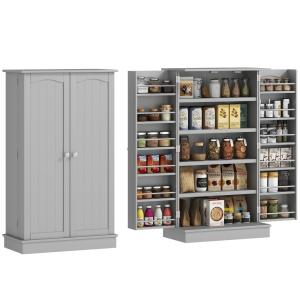 Armoire de cuisine moderne avec étagère réglable gris