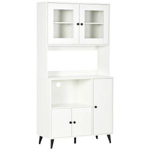 Armoire de cuisine multi-rangement portes vitrées en bois b…