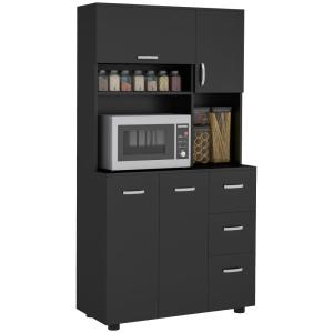 Armoire de cuisine multi-rangements 4 portes métal noir