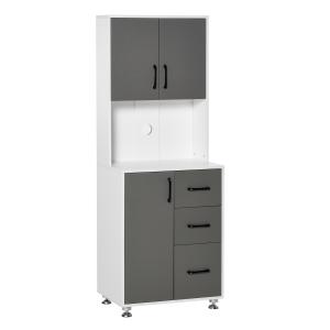 Armoire de cuisine multi-rangements bicolore gris blanc