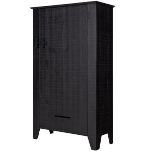 Armoire de ferme en pin, aggloméré et MDF scié en noir