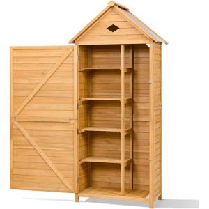 Armoire de jardin avec 5 étagères et toit naturel étanche 7…