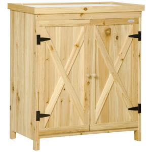 Armoire de jardin double porte métal galvanisé bois naturel…