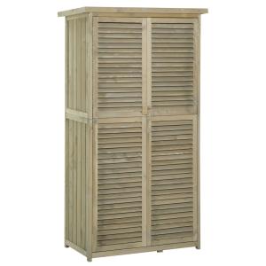Armoire de jardin portes persiennes bois pin sable