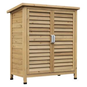 Armoire de jardin portes persiennes toit bitumé jaune