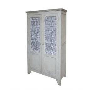 Armoire de lin en bois de pin crème antique 113 x 44.5 x 18…