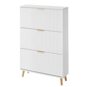 Armoire de rangement à chaussures 3 portes abattantes blanc