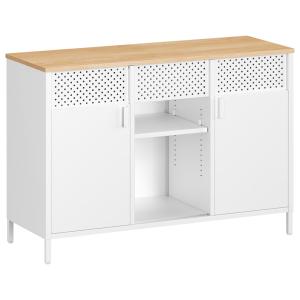 Armoire de rangement fermeture magnétique blanc et beige