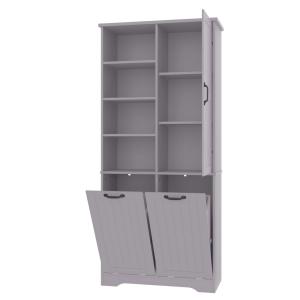 Armoire de rangement gris avec étagères ouvertes et bacs ba…