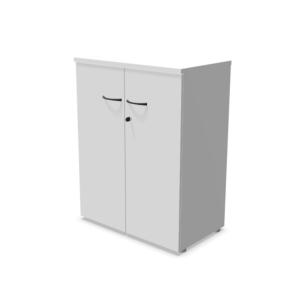 Armoire de rangement mi-haute portes battantes blanche