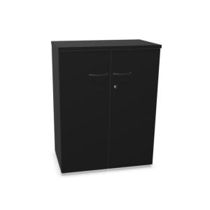 Armoire de rangement mi-haute portes battantes noir