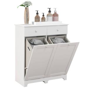 Armoire de salle de bain 2 tiroirs bois 78x40x90.5 cm blanc