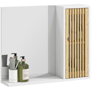Armoire de salle de bain avec miroir porte à lattes en bamb…