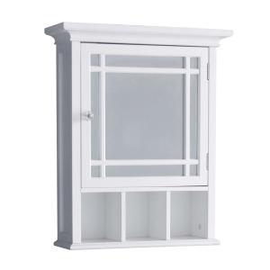Armoire de salle de bain en effet bois blanc avec étagères…