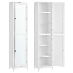 Armoire de salle de bain haut avec étagères réglables blanc…