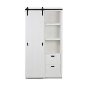 Armoire design bois porte coulissante blanc