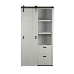 Armoire design bois porte coulissante gris béton