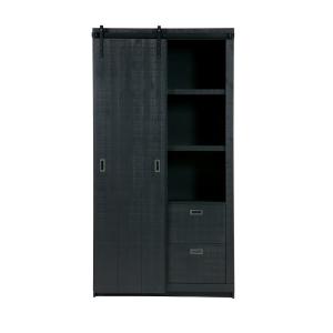 Armoire design bois porte coulissante noir