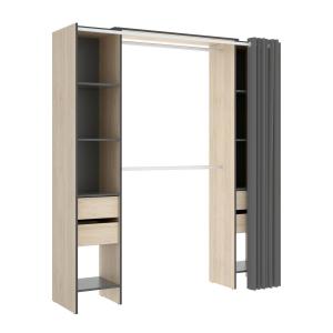 Armoire effet bois beige, anthracite 180x50 cm