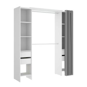 Armoire effet bois blanc, gris 180x50 cm