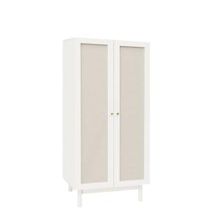 Armoire en bois de sapin et toile de lin blanc 180x80cm