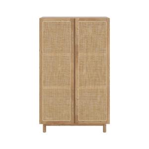 Armoire en bois massif de mindi et rotin