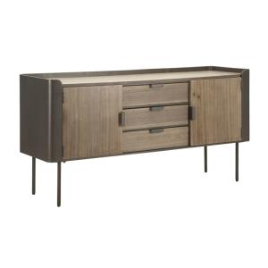Armoire en métal et bois brun 145x47x76 cm