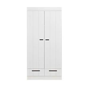 Armoire en pin 2 portes 2 tiroirs - Blanc