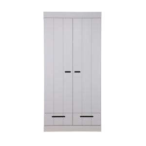 Armoire en pin 2 portes 2 tiroirs - Gris béton