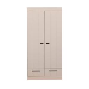 Armoire en pin 2 portes 2 tiroirs - Gris clair