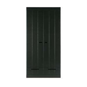 Armoire en pin 2 portes 2 tiroirs - Noir