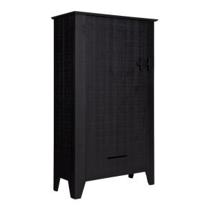 Armoire en pin massif noir style moderne 85x38x142cm