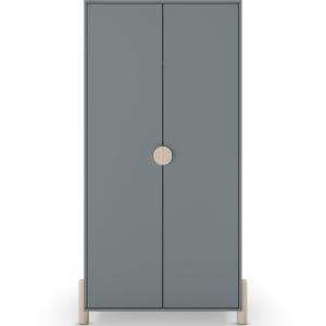 Armoire enfant 2 portes en bois vert kaki 92 cm