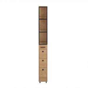 Armoire haute à roulettes avec 3 étages et 3 tiroirs effet…