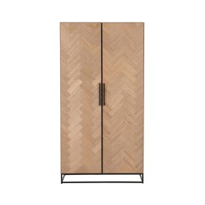 Armoire haute avec 2 portes zigzag en bois et métal noir
