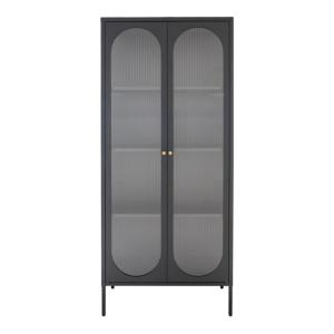 Armoire haute en métal noir avec 2 vitres ondulées LARENNE