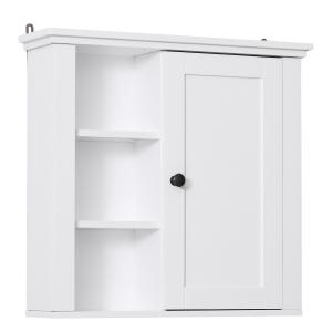 Armoire haute murale 1 porte 3 niches latérales blanc