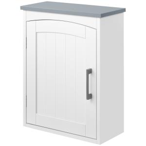 Armoire haute murale de salle de bain ou WC blanc gris