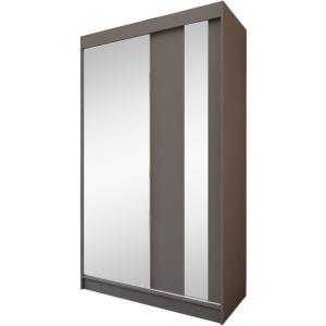 Armoire miroir et tiroirs, 120x216, graphite