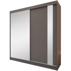 Armoire miroir et tiroirs, 200x216, graphite