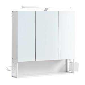 Armoire murale avec miroir 3 portes effet bois blanc