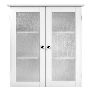 Armoire murale de salle de bain effet bois blanc portes en…