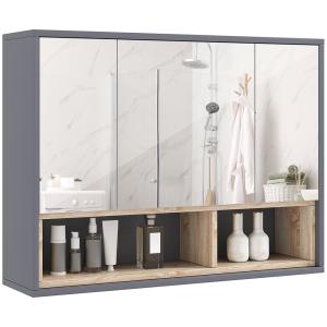 Armoire murale salle de bain miroir 3 portes 8 compartiment…