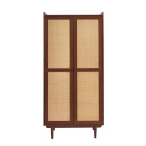 Armoire noyer et cannage 2 portes h190cm