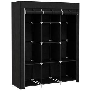 Armoire penderie multi-rangement acier noir