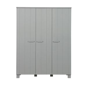 Armoire pin brossé 3 portes gris béton